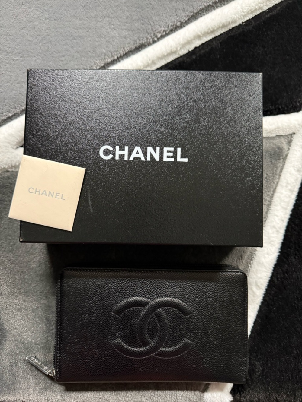 Chanel caviar cc timeless large zip around organizer wallet